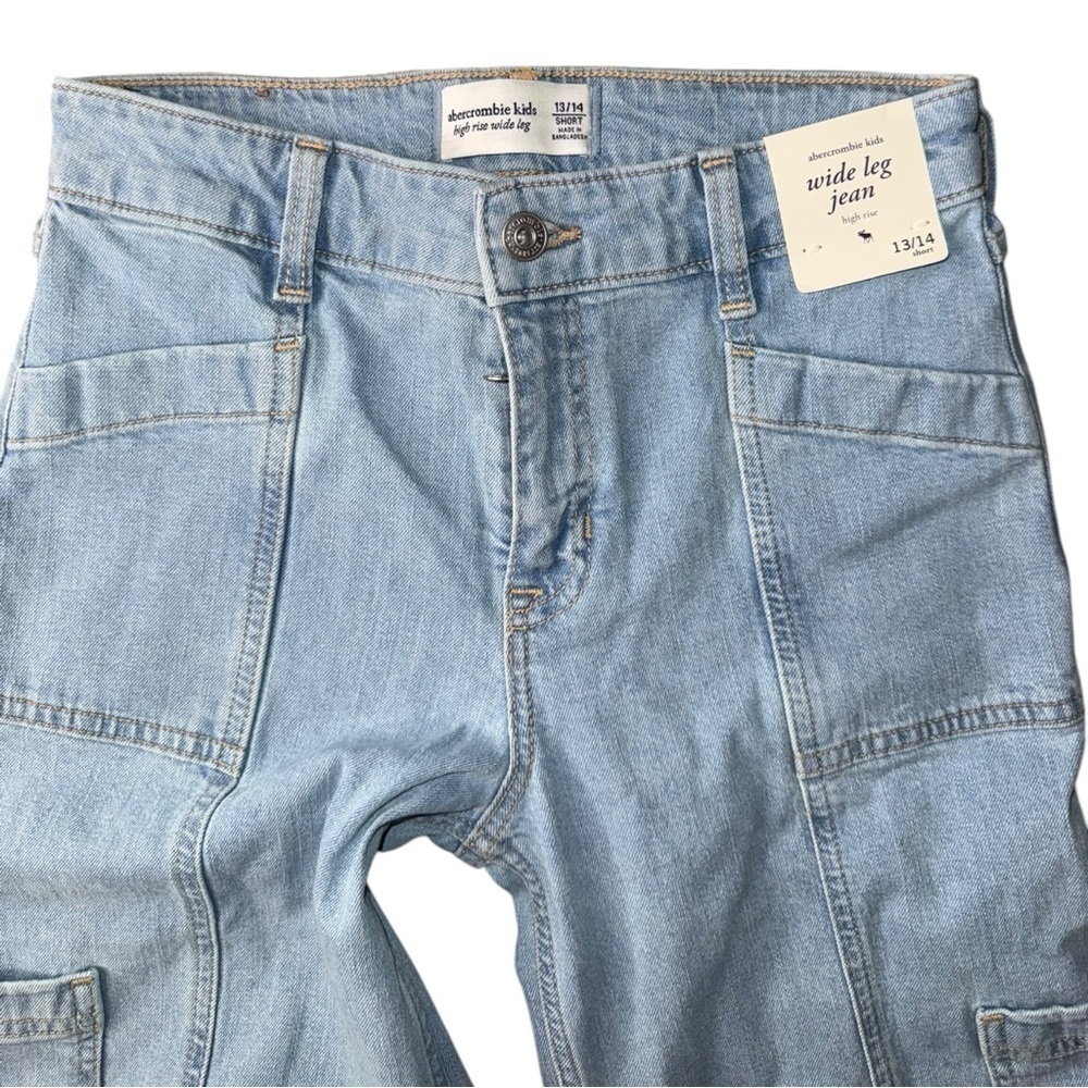 New Abercrombie kids  Wide Leg High Rise Light Wash 13/14 26 - Picture 7 of 13
